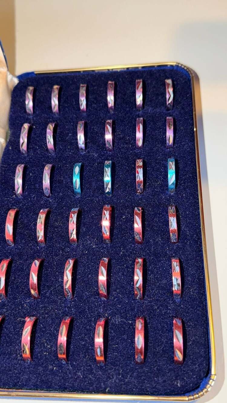 Vintage Silver Diamond Cut Multi-Color Eternity Band Rings (36)